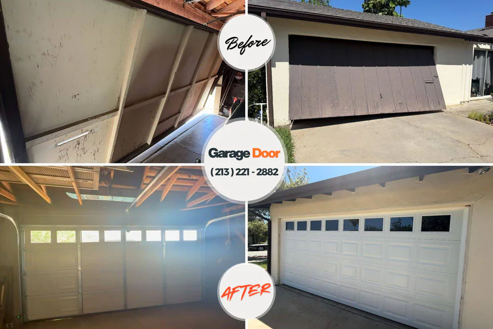 Before and after: garage door repair Bay City, MI